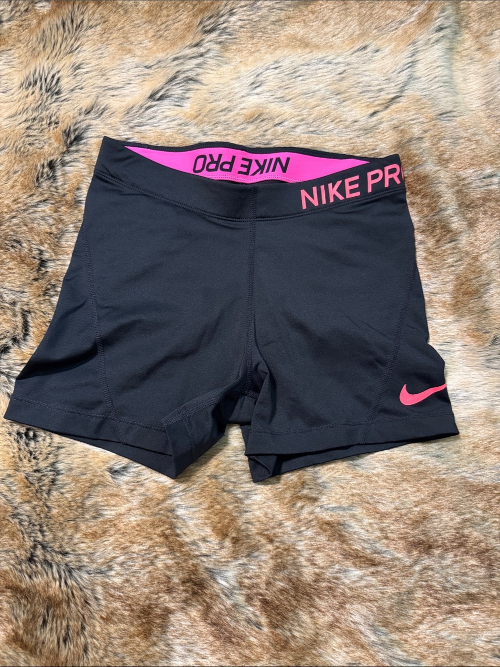 Nike Black Athletic Shorts with Pink Trim